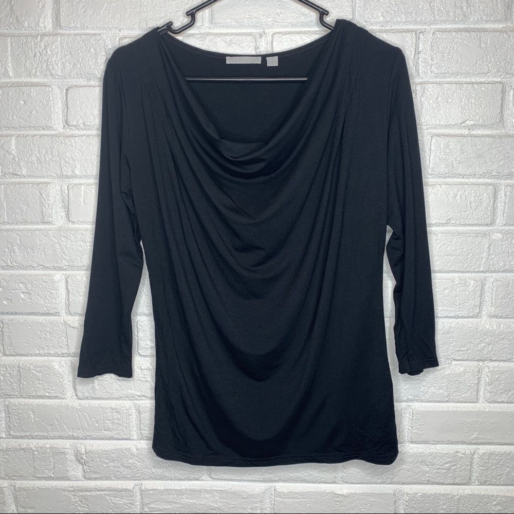 Pure Collection Black Scoop Neck Viscose Blend Top Soze US 6